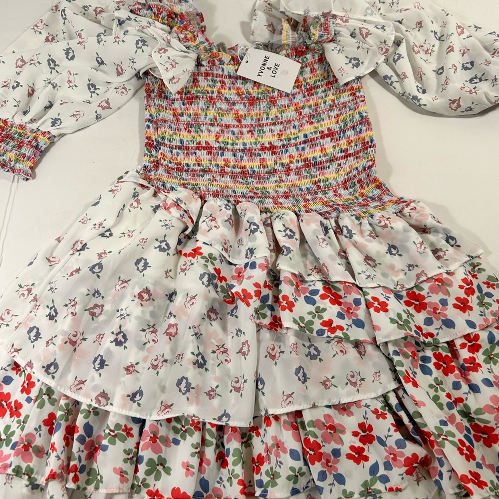 White and Red Sleeveless Mini Sundress with Square Neck
